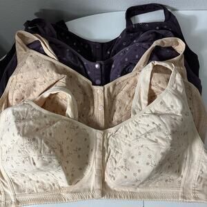 WOMEN'S BRA (4) SIMPLE BRA 4XL FLORAL PRINT SNAP FRONT Wide Strap WIRELESS